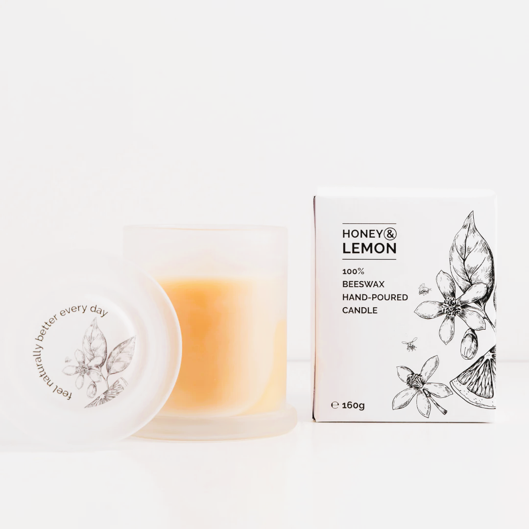 PREMIUM SCENTED BEESWAX CANDLES - HONEY & LEMON