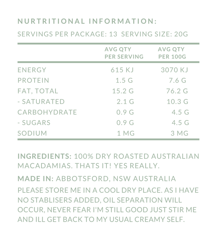Macadamia Nut Butter – Australian – 250ml