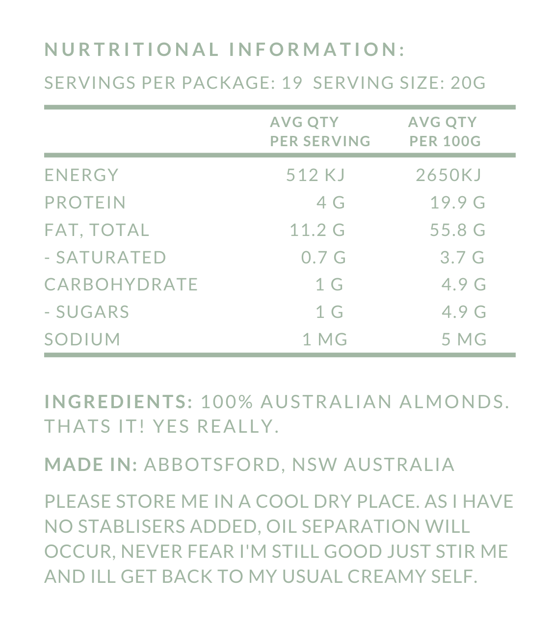 Creamy Australian Almond Butter 375ml