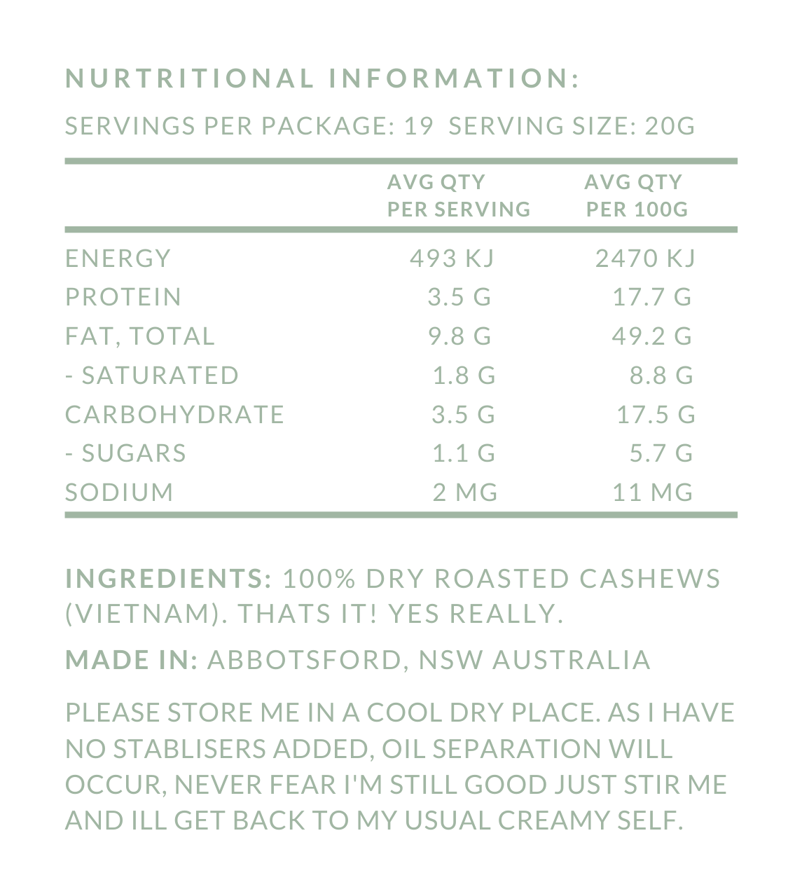 Extra Fancy Cashew Nut Butter 375ml