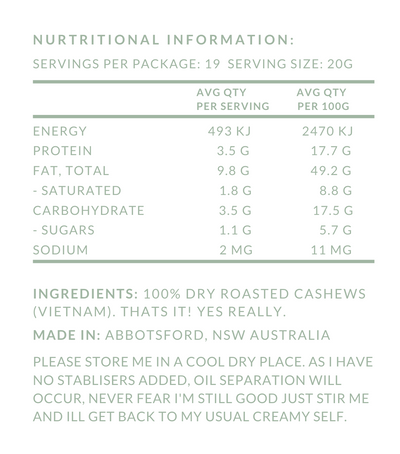 Extra Fancy Cashew Nut Butter 375ml