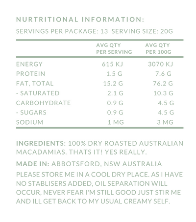 Australian Macadamia Nut Butter 250ml