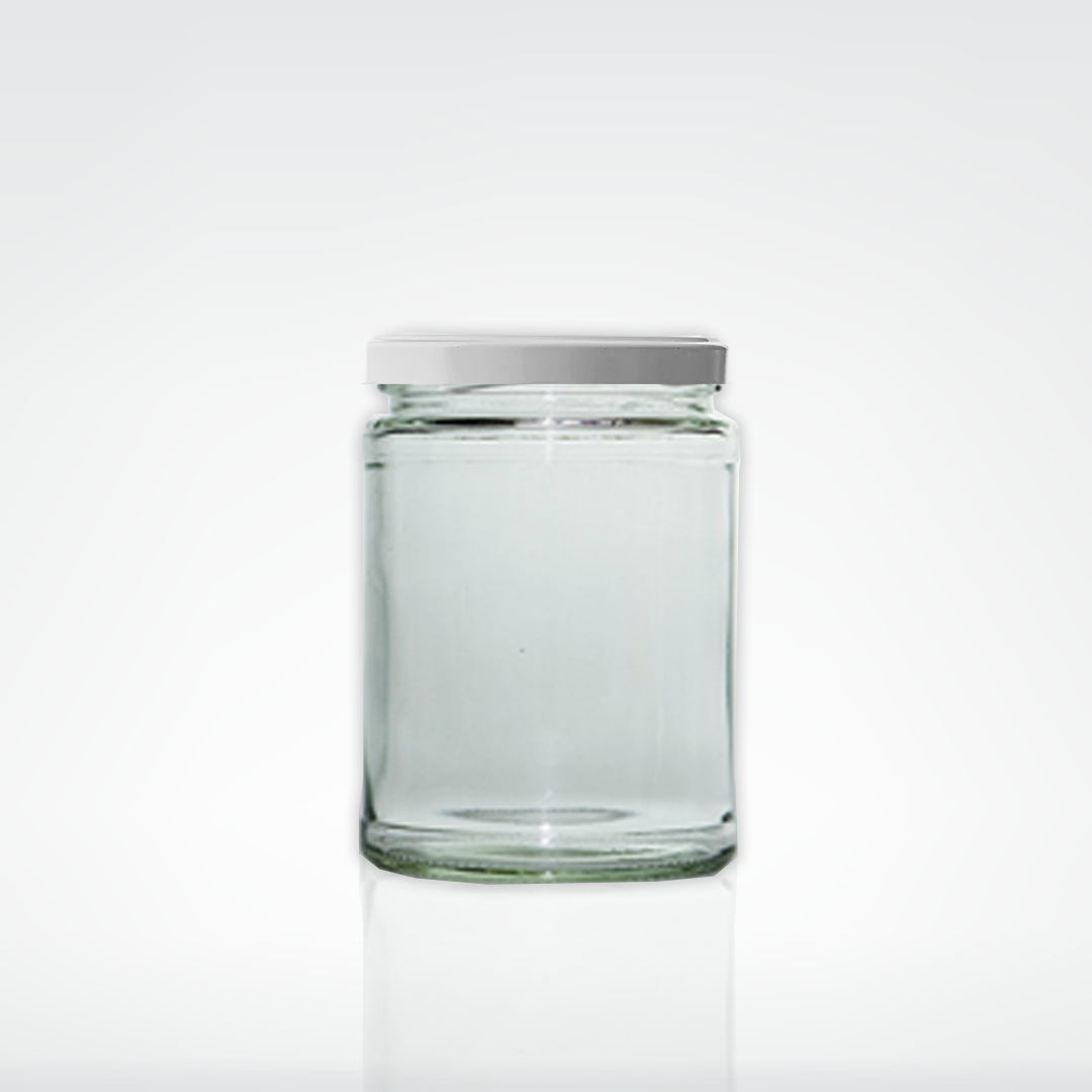 500ml Wide Glass Jar with White Lid